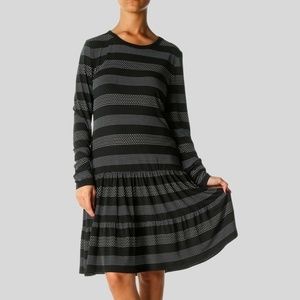 MICHAEL Michael Kors Black Striped Casual Drop Waist Dress